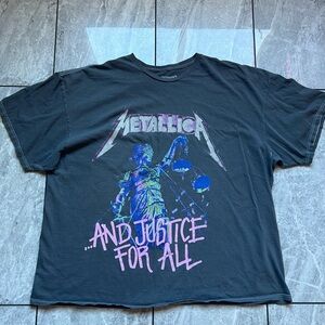 Metallica Men’s Black, Justice For All Print, Crewneck Short Sleeve T-Shirt 2XL